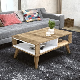 Hanah Home Ionis Mesa de Centro Roble y Blanco